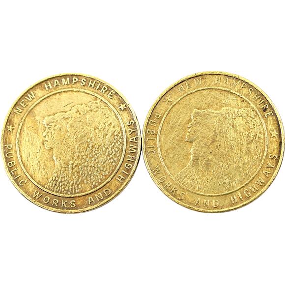 New Hampshire Public Works & Highways Toll Coin Old Man of the Mountain Lot of 2 - Picture 4 of 5